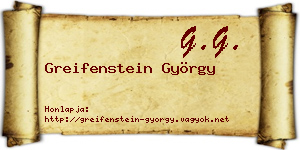 Greifenstein György névjegykártya